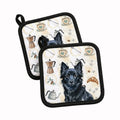 Schipperke Coffee Bar Pot Holder Set of 2 Heat Resistant Quilted Hot Pads 7.5 x 7.5 Inch, Insulated Kitchen Trivets for Cooking & Baking