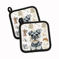 Schnauzer Coffee Bar Pot Holder Set of 2 Heat Resistant Quilted Hot Pads 7.5 x 7.5 Inch, Insulated Kitchen Trivets for Cooking & Baking