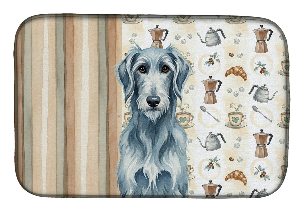 Blue-Gray Scottish Deerhound Coffee Bar Dish Drying Mat Absorbent Dish Drying Mat Pad for Kitchen Counter Dish Drainer Mat for Countertop, 14 x 21", Multicolor