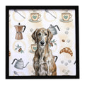 Brindle Scottish Deerhound Coffee Bar Framed Metal Print Bathroom, Kitchen, Office, Home Decor Wall Art Ready to Hang, Square, 8X8