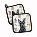 Scottish Terrier Coffee Bar Pot Holder Set of 2 Heat Resistant Quilted Hot Pads 7.5 x 7.5 Inch, Insulated Kitchen Trivets for Cooking & Baking
