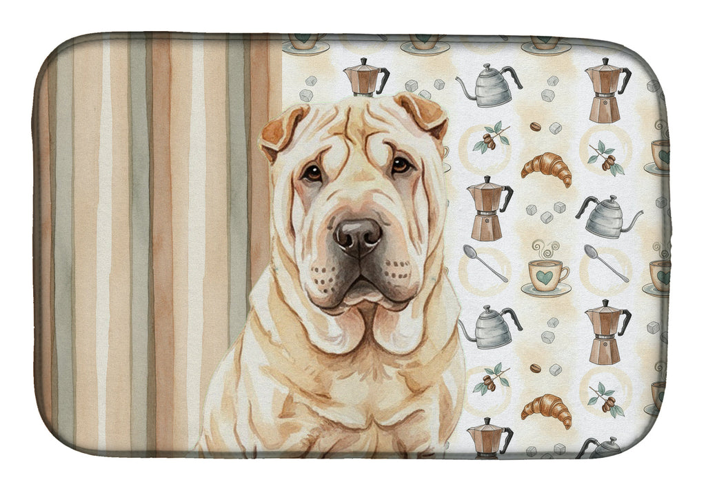 Shar Pei Coffee Bar Dish Drying Mat Absorbent Dish Drying Mat Pad for Kitchen Counter Dish Drainer Mat for Countertop, 14 x 21", Multicolor