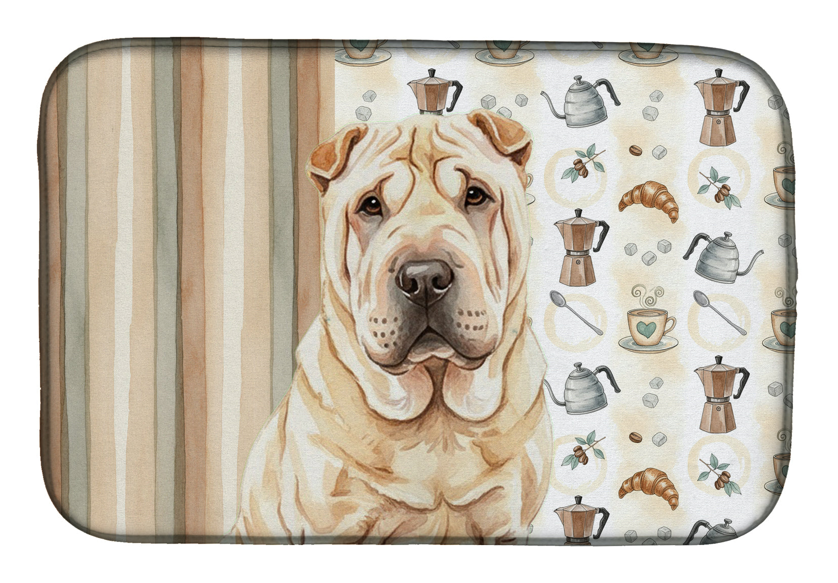 Shar Pei Coffee Bar Dish Drying Mat Absorbent Dish Drying Mat Pad for Kitchen Counter Dish Drainer Mat for Countertop, 14 x 21", Multicolor