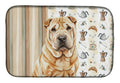 Red Shar Pei Coffee Bar Dish Drying Mat Absorbent Dish Drying Mat Pad for Kitchen Counter Dish Drainer Mat for Countertop, 14 x 21", Multicolor