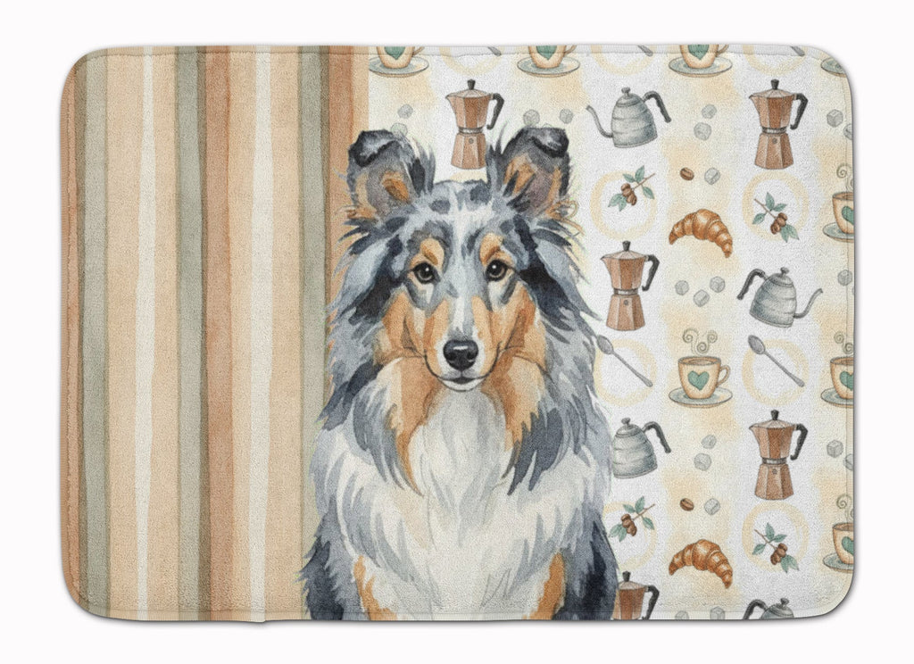 Blue Merle Sheltie Coffee Bar Memory Foam Kitchen Mat Machine Washable Anti-Fatigue Cushion Comfort Bath or Kitchen Rug