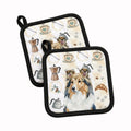 Sable Sheltie Coffee Bar Pot Holder Set of 2 Heat Resistant Quilted Hot Pads 7.5 x 7.5 Inch, Insulated Kitchen Trivets for Cooking & Baking