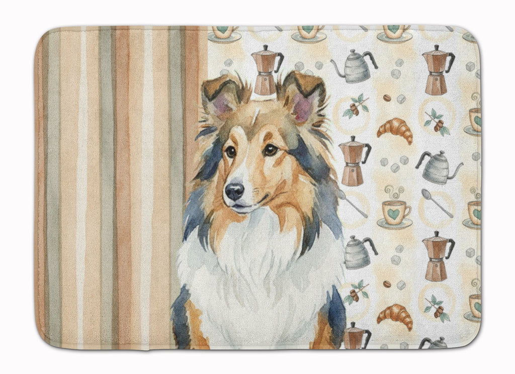 Sable Sheltie Coffee Bar Memory Foam Kitchen Mat Machine Washable Anti-Fatigue Cushion Comfort Bath or Kitchen Rug