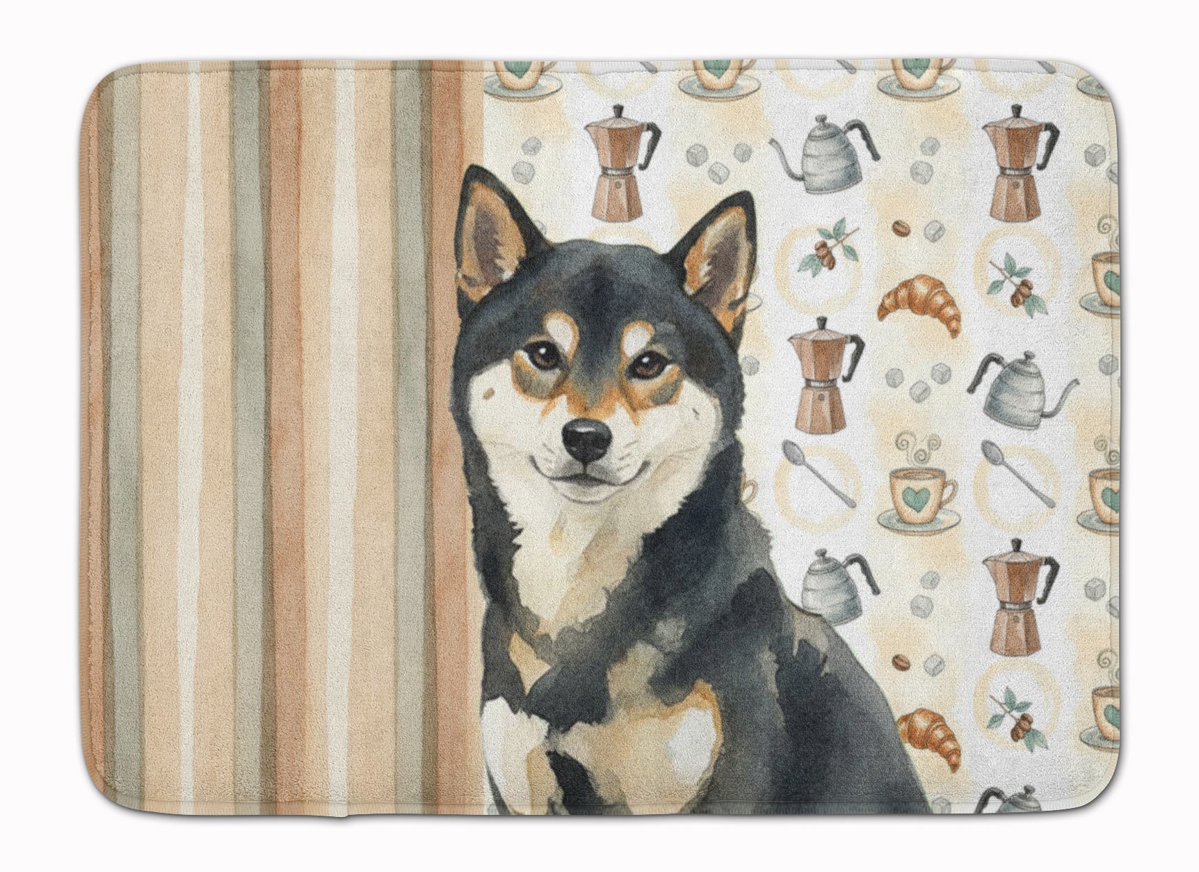 Black and Tan Shiba Inu Coffee Bar Memory Foam Kitchen Mat Machine Washable Anti-Fatigue Cushion Comfort Bath or Kitchen Rug