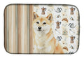Cream Shiba Inu Coffee Bar Dish Drying Mat Absorbent Dish Drying Mat Pad for Kitchen Counter Dish Drainer Mat for Countertop, 14 x 21", Multicolor