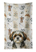 Brindle Shih Tzu Coffee Bar Kitchen Towel Velour Plush Front and Cotton Loop Back Machine Washable