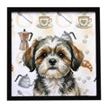 Brindle Shih Tzu Coffee Bar Framed Metal Print Bathroom, Kitchen, Office, Home Decor Wall Art Ready to Hang, Square, 8X8