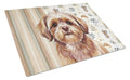 Liver Shih Tzu Coffee Bar Cutting Board Tempered Glass Kitchen Cutting Surface, Heat Resistant Chopping, Non-Slip Feet, Food Prep & Serving