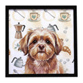 Liver Shih Tzu Coffee Bar Framed Metal Print Bathroom, Kitchen, Office, Home Decor Wall Art Ready to Hang, Square, 8X8