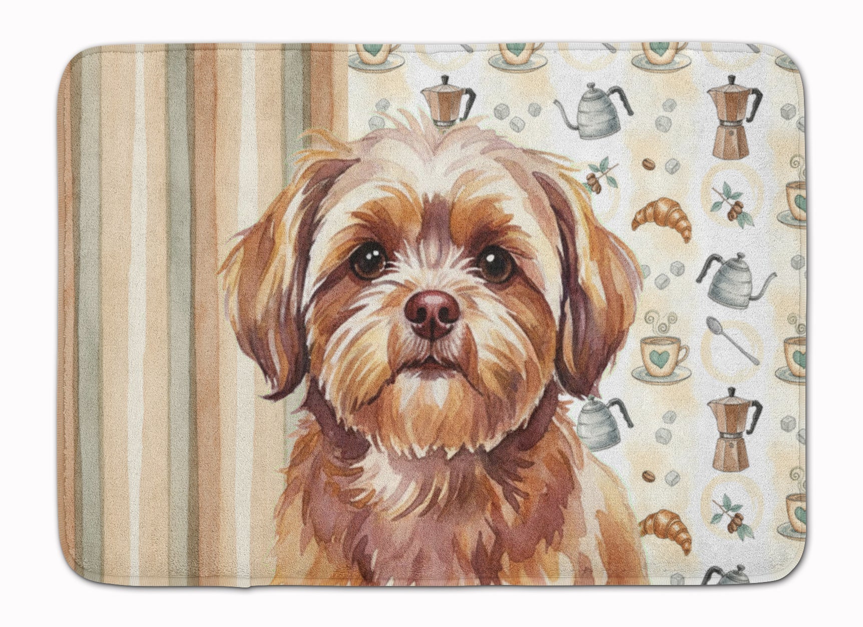 Liver Shih Tzu Coffee Bar Memory Foam Kitchen Mat Machine Washable Anti-Fatigue Cushion Comfort Bath or Kitchen Rug