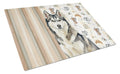 Agouti Siberian Husky Coffee Bar Cutting Board Tempered Glass Kitchen Cutting Surface, Heat Resistant Chopping, Non-Slip Feet, Food Prep & Serving