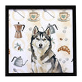 Agouti Siberian Husky Coffee Bar Framed Metal Print Bathroom, Kitchen, Office, Home Decor Wall Art Ready to Hang, Square, 8X8