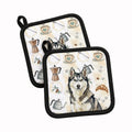 Agouti Siberian Husky Coffee Bar Pot Holder Set of 2 Heat Resistant Quilted Hot Pads 7.5 x 7.5 Inch, Insulated Kitchen Trivets for Cooking & Baking