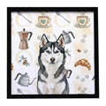 Siberian Husky Coffee Bar Framed Metal Print Bathroom, Kitchen, Office, Home Decor Wall Art Ready to Hang, Square, 8X8