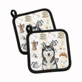 Siberian Husky Coffee Bar Pot Holder Set of 2 Heat Resistant Quilted Hot Pads 7.5 x 7.5 Inch, Insulated Kitchen Trivets for Cooking & Baking