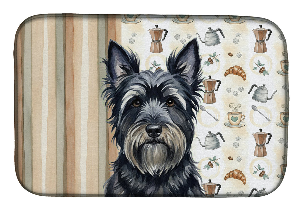 Black Skye Terrier Coffee Bar Dish Drying Mat Absorbent Dish Drying Mat Pad for Kitchen Counter Dish Drainer Mat for Countertop, 14 x 21", Multicolor
