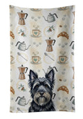Black Skye Terrier Coffee Bar Kitchen Towel Velour Plush Front and Cotton Loop Back Machine Washable