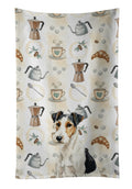Smooth Fox Terrier Coffee Bar Kitchen Towel Velour Plush Front and Cotton Loop Back Machine Washable