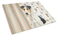 Smooth Fox Terrier Coffee Bar Cutting Board Tempered Glass Kitchen Cutting Surface, Heat Resistant Chopping, Non-Slip Feet, Food Prep & Serving