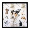 Smooth Fox Terrier Coffee Bar Framed Metal Print Bathroom, Kitchen, Office, Home Decor Wall Art Ready to Hang, Square, 8X8