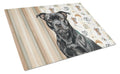 Black Staffordshire Bull Terrier Coffee Bar Cutting Board Tempered Glass Kitchen Cutting Surface, Heat Resistant Chopping, Non-Slip Feet, Food Prep & Serving