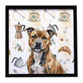 Brindle Staffordshire Bull Terrier Coffee Bar Framed Metal Print Bathroom, Kitchen, Office, Home Decor Wall Art Ready to Hang, Square, 8X8