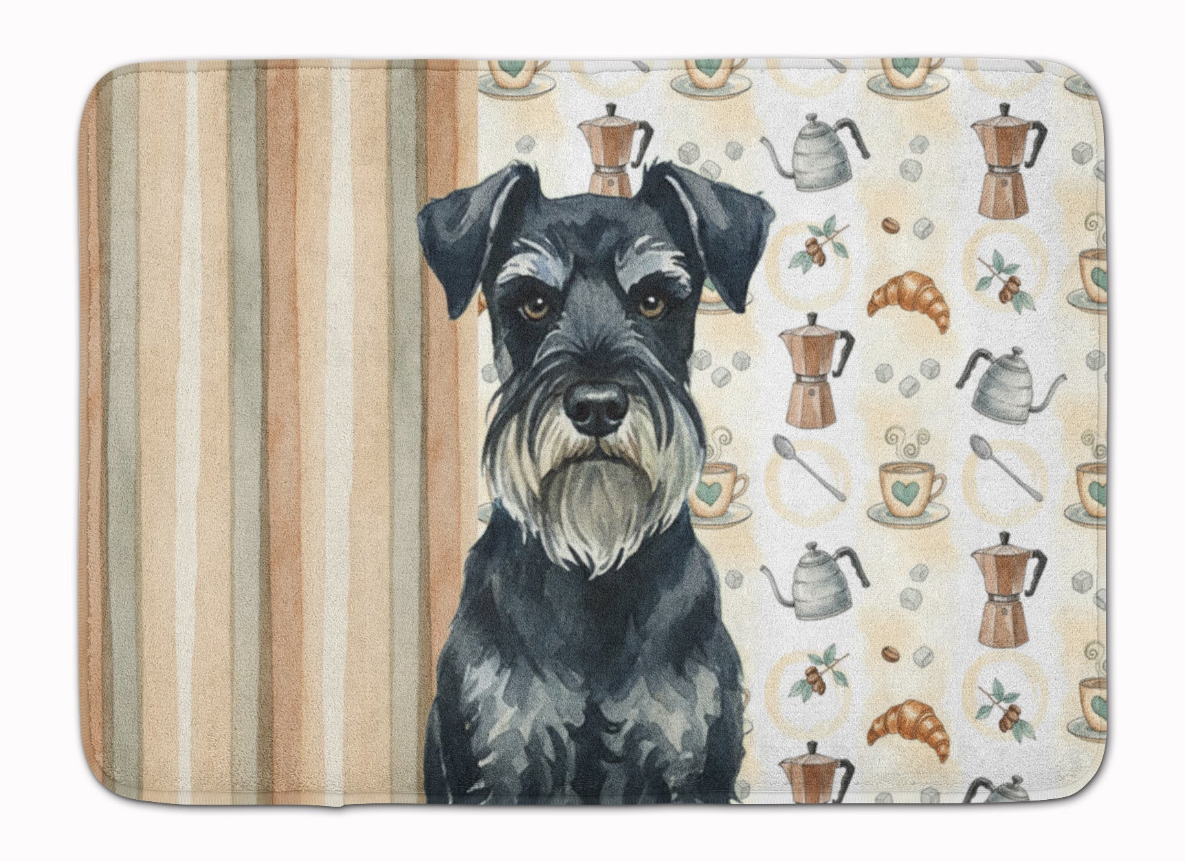 Standard Schnauzer Coffee Bar Memory Foam Kitchen Mat Machine Washable Anti-Fatigue Cushion Comfort Bath or Kitchen Rug