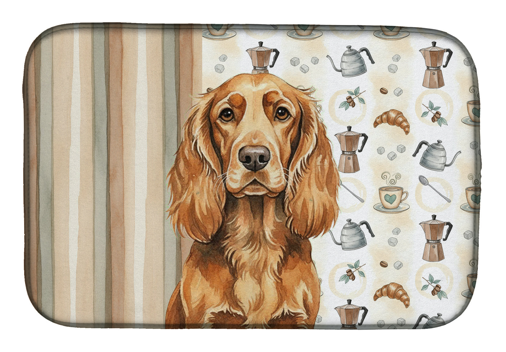 Sussex Spaniel Coffee Bar Dish Drying Mat Absorbent Dish Drying Mat Pad for Kitchen Counter Dish Drainer Mat for Countertop, 14 x 21", Multicolor