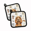 Sussex Spaniel Coffee Bar Pot Holder Set of 2 Heat Resistant Quilted Hot Pads 7.5 x 7.5 Inch, Insulated Kitchen Trivets for Cooking & Baking