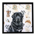 Black Tibetan Mastiff Coffee Bar Framed Metal Print Bathroom, Kitchen, Office, Home Decor Wall Art Ready to Hang, Square, 8X8