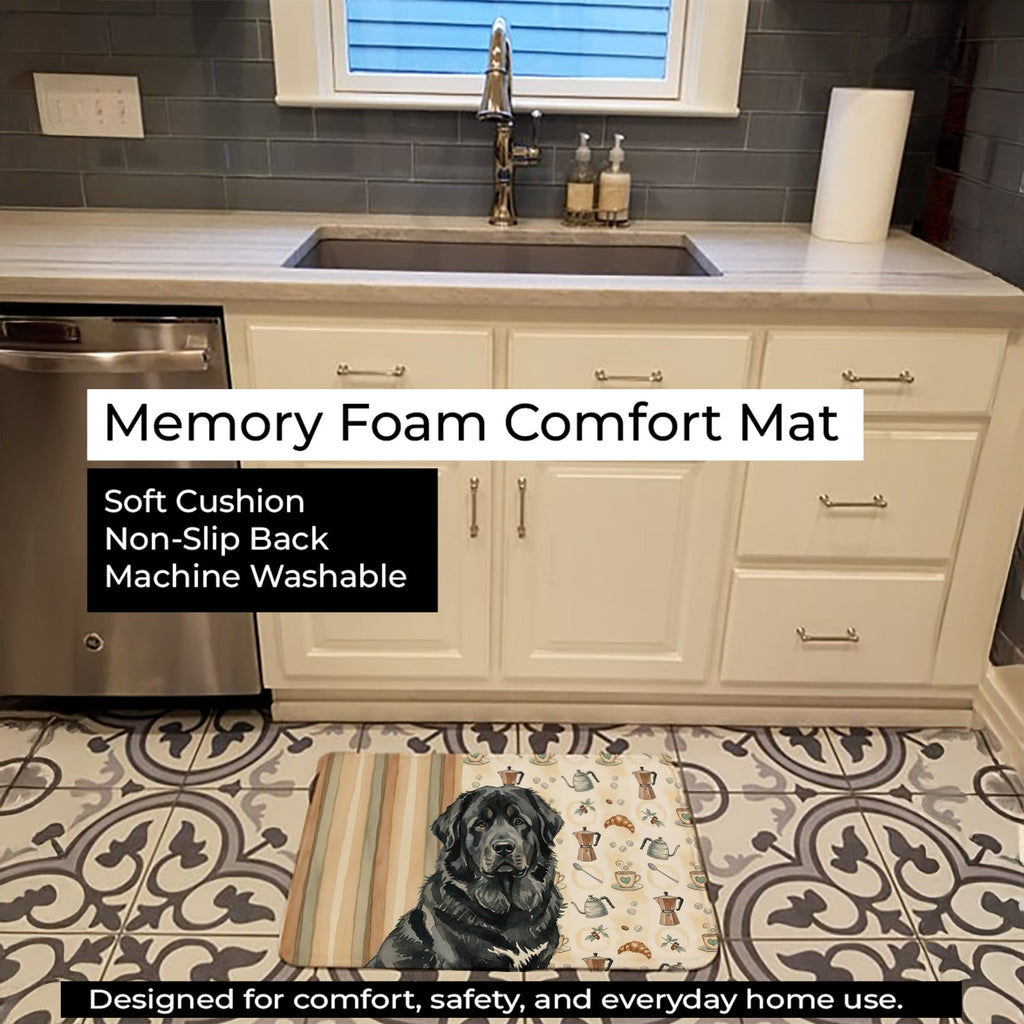 Black Tibetan Mastiff Coffee Bar Memory Foam Kitchen Mat Machine Washable Anti-Fatigue Cushion Comfort Bath or Kitchen Rug