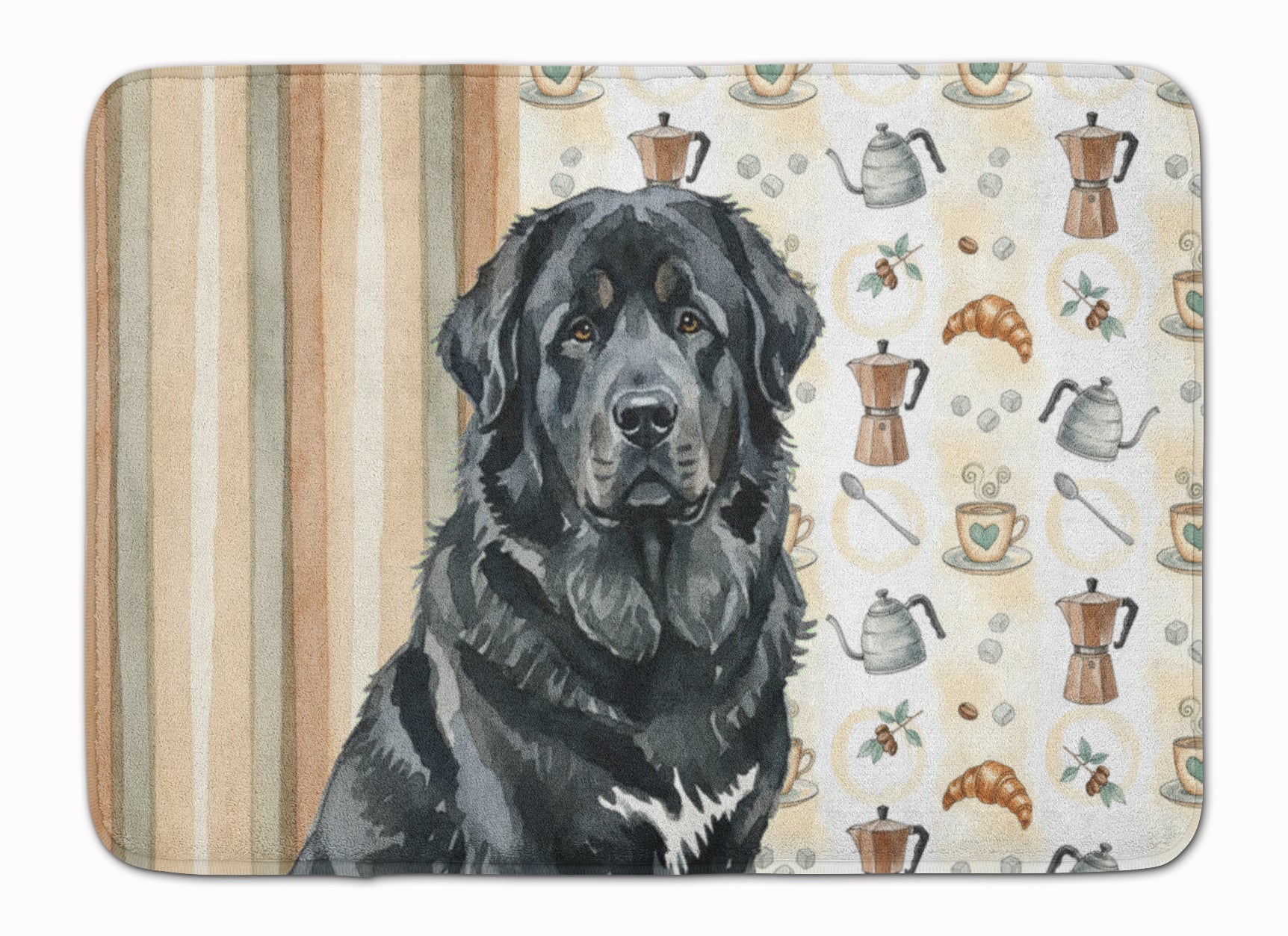 Black Tibetan Mastiff Coffee Bar Memory Foam Kitchen Mat Machine Washable Anti-Fatigue Cushion Comfort Bath or Kitchen Rug