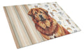 Red Gold Tibetan Mastiff Coffee Bar Cutting Board Tempered Glass Kitchen Cutting Surface, Heat Resistant Chopping, Non-Slip Feet, Food Prep & Serving