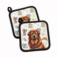 Red Gold Tibetan Mastiff Coffee Bar Pot Holder Set of 2 Heat Resistant Quilted Hot Pads 7.5 x 7.5 Inch, Insulated Kitchen Trivets for Cooking & Baking