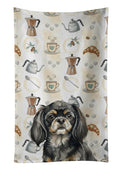 Black and Tan Tibetan Spaniel Coffee Bar Kitchen Towel Velour Plush Front and Cotton Loop Back Machine Washable
