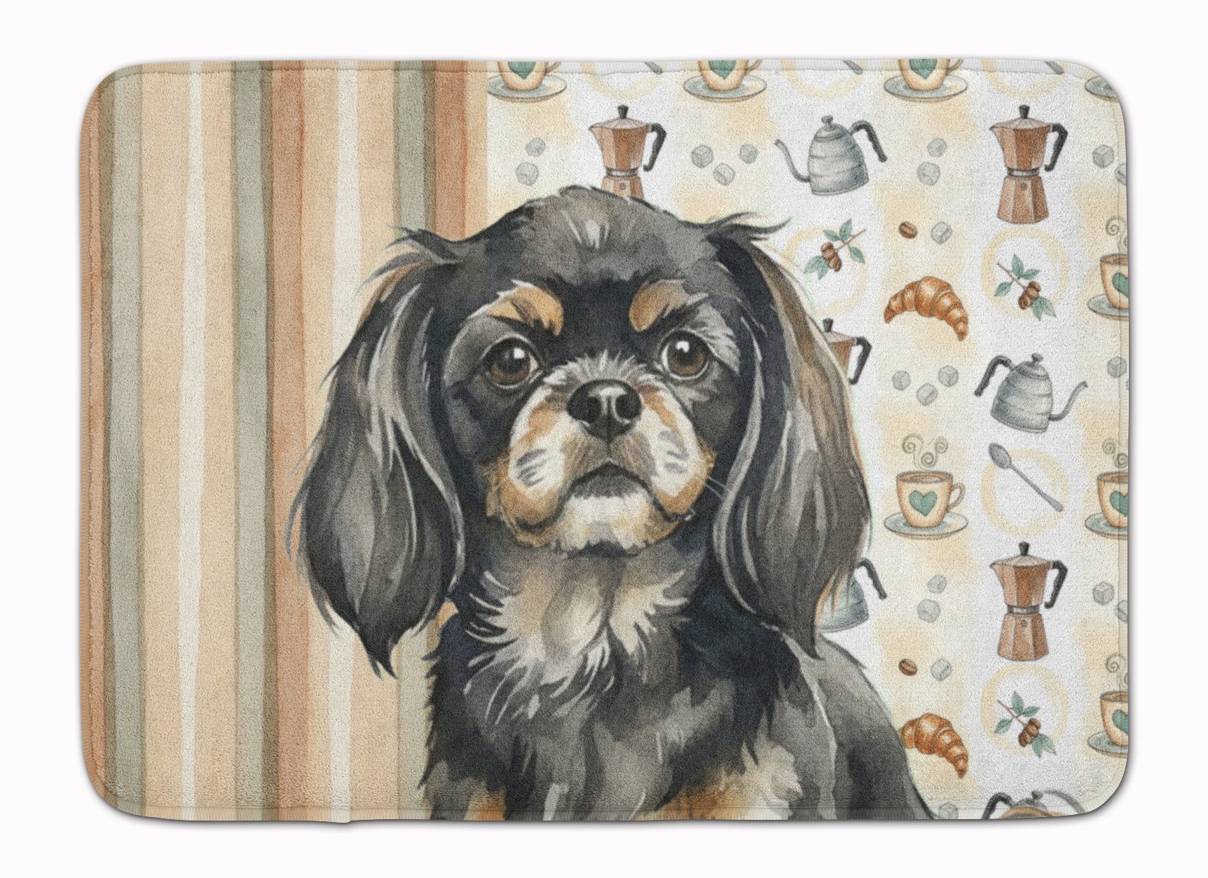 Black and Tan Tibetan Spaniel Coffee Bar Memory Foam Kitchen Mat Machine Washable Anti-Fatigue Cushion Comfort Bath or Kitchen Rug