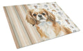 Tibetan Spaniel Coffee Bar Cutting Board Tempered Glass Kitchen Cutting Surface, Heat Resistant Chopping, Non-Slip Feet, Food Prep & Serving