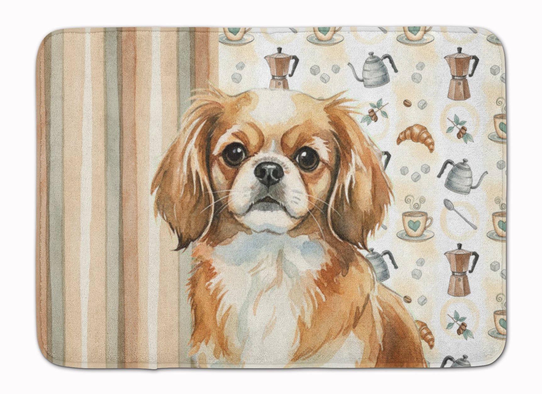Tibetan Spaniel Coffee Bar Memory Foam Kitchen Mat Machine Washable Anti-Fatigue Cushion Comfort Bath or Kitchen Rug