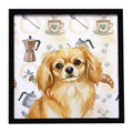 Gold Tibetan Spaniel Coffee Bar Framed Metal Print Bathroom, Kitchen, Office, Home Decor Wall Art Ready to Hang, Square, 8X8