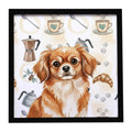 Red Tibetan Spaniel Coffee Bar Framed Metal Print Bathroom, Kitchen, Office, Home Decor Wall Art Ready to Hang, Square, 8X8