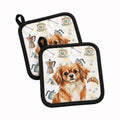 Red Tibetan Spaniel Coffee Bar Pot Holder Set of 2 Heat Resistant Quilted Hot Pads 7.5 x 7.5 Inch, Insulated Kitchen Trivets for Cooking & Baking