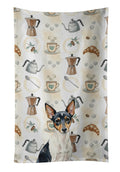 Toy Fox Terrier Coffee Bar Kitchen Towel Velour Plush Front and Cotton Loop Back Machine Washable