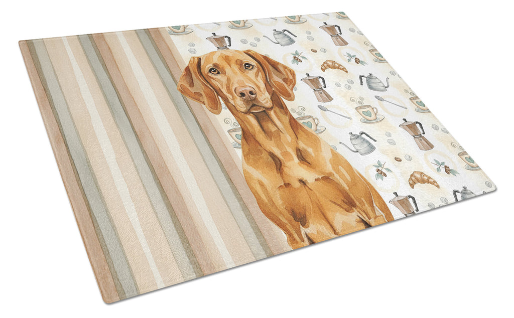 Vizsla Coffee Bar Cutting Board Tempered Glass Kitchen Cutting Surface, Heat Resistant Chopping, Non-Slip Feet, Food Prep & Serving