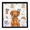 Vizsla Coffee Bar Framed Metal Print Bathroom, Kitchen, Office, Home Decor Wall Art Ready to Hang, Square, 8X8