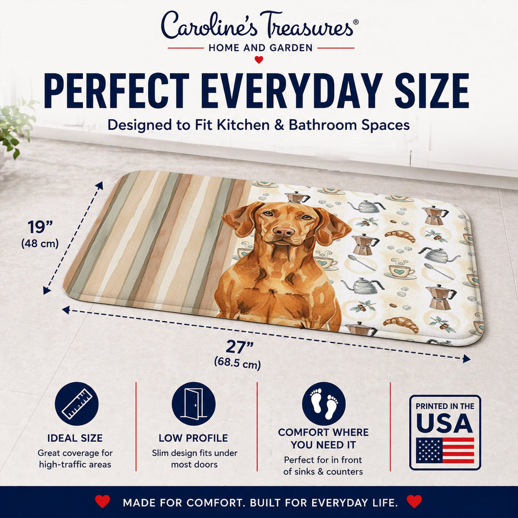 Vizsla Coffee Bar Memory Foam Kitchen Mat Machine Washable Anti-Fatigue Cushion Comfort Bath or Kitchen Rug