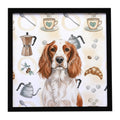 Welsh Springer Spaniel Coffee Bar Framed Metal Print Bathroom, Kitchen, Office, Home Decor Wall Art Ready to Hang, Square, 8X8